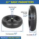 4.00-6 Flat-free Solid Tire and Wheel Replacement, 13" Wheelbarrow Tires with 5/8" Axle Bore Hole, 2.2" Offset Hub for Wheelbarrow Garden Wagon Trolley Dolly (4-pcs), 13" Flat-free Solid Tire and Wheel - 4 Pack