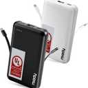Miady UL Listed 2-Pack Small Portable Charger 5000mAh Power Bank for Travel | 18.5WhBuilt-in 2 Cables3 Outputs 2 InputsCompatible with iPhone Android etcFlight-Safefor Backpack CampinglBlack+White