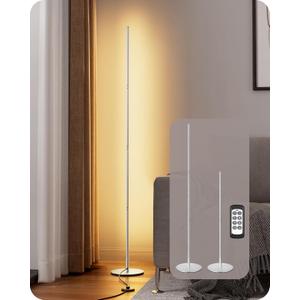 EDISHINE LED Standing Floor Lamp, Dimmable Corner Standing Light with Remote, 3 Color Temperature 3000K-4500K-6000K, 57.5" Modern Floor Lamps for Living Room, Bedroom, Office, Silver