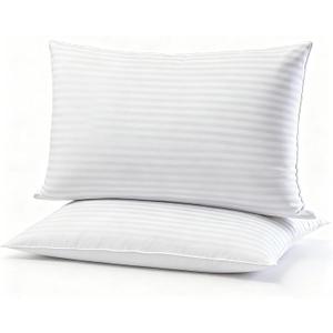Flat Ultra Thin Bed Pillows Standard/Queen Size Pillow Set of 2 Extra Soft Down Alternative for Stomach Back Sleeping Hotel Collection