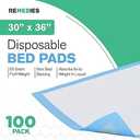 Remedies - Disposable Bed Pads 30" x 36" - 100 Count - Large Bed Pads for Incontinence - Seniors, Adults & Kids Chucks Pads - Adult Absorbent Incontinence Disposable Underpads for Beds & Furniture
