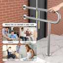 Toilet Support Rail 31.3X 31.5 Inch, Munzong Anti-Slip Satin Brushed Nickel Handicap Grab Bar for Bathroom, Stainless Steel Knurled Safety handrails with Leg for Elderly Disabled Pregnant-1.25Tube