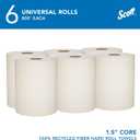 Scott Professional Universal 100% Recycled Fiber Hard Roll Paper Towels, Bulk (56758), Hardwound 1.5" Core, Absorbency Pockets, Compressed, Brown (6 Rolls at 800' Each, 4,800'/Case)