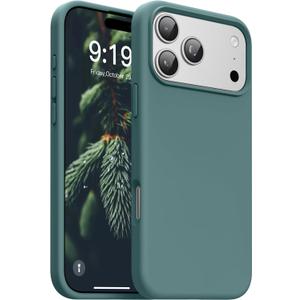 OuXul Designed for iPhone 17 Pro Max Case, Shockproof Liquid Silicone Protective Phone Case with Soft Anti-Scratch Microfiber Lining, Ultra Slim Drop Protection Phone Cover 6.9 inch (Forest Green)