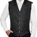 Spooktacular Creations Halloween Victorian Steampunk Gothic Suit Vest for Men, Classic Black Waistcoat Sleeveless for Cosplay (Black, XXL)