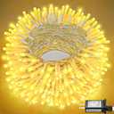 100FT 300 LED Outdoor String Lights, Connectable Christmas Lights Indoor Waterproof with 8 Modes, Plug in Twinkle Fairy Lights Clear Wire for Bedroom Home Wedding Patio Decorations, Warm White