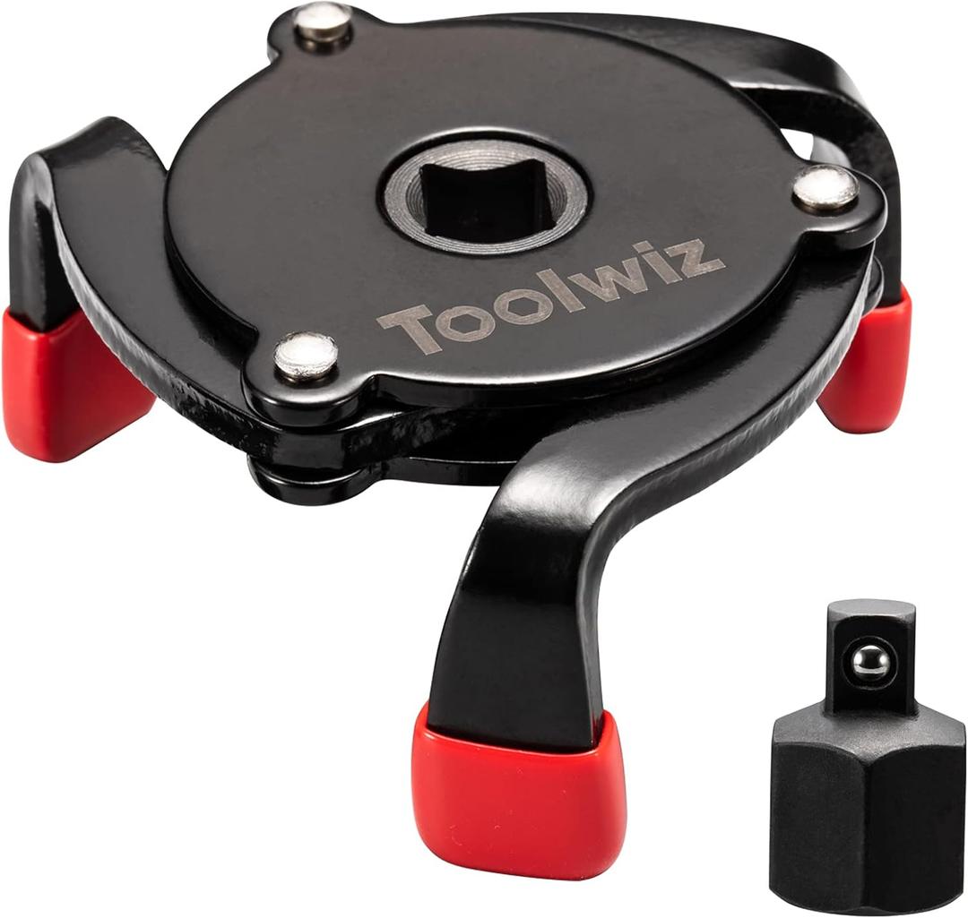 Toolwiz Universal Oil Filter Wrench 3 Jaw Adjustable Oil Filter Removal Tool One Way Change Tool Removing from 2-3/8'' to 3-7/8'' 60mm - 98mm