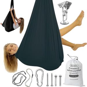 Double Layer Reversible Sensory Swing | Outdoor and Indoor Swing for Kids and Adults Up to 260 lbs | Autism Cocoon Swing | Kids Sensory Swing (Black)