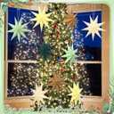 15 Pcs Christmas 3D 9 Pointed 12 Inch Paper Star Lanterns Hanging Lamp Paper Lantern Lamp Shade Sage Green Christmas Ornaments Estrellas De Papel Navidad for Birthday Party Decor Xmas Decorations