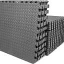 Puzzle Exercise Mat 3/4 Inch Thick, Foam Interlocking Floor Mats 24 X 24 Inch Tiles, Eva Foam Flooring for Home Gym, Fitness Garage, Exercise Equipment Mat 96 Sq. Ft, Black