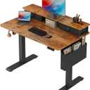 Electric Standing Desk Adjustable Height - 40 Inch Sit Stand Desk with Storage Drawers , Small Standing Desks with Shelf Monitor Stand, Kids Girls Computer Desks for Bedroom Home Office, Rustic Brown