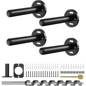 4pcs Wall Shelf Brackets Heavy Duty Floating Shelf Bracket Hidden,Invisible Black Shelving Brackets Decorative Floating Shelf Hardware Heavy Duty,Metal Shelf Support Bracket (4 inch-4pcs)