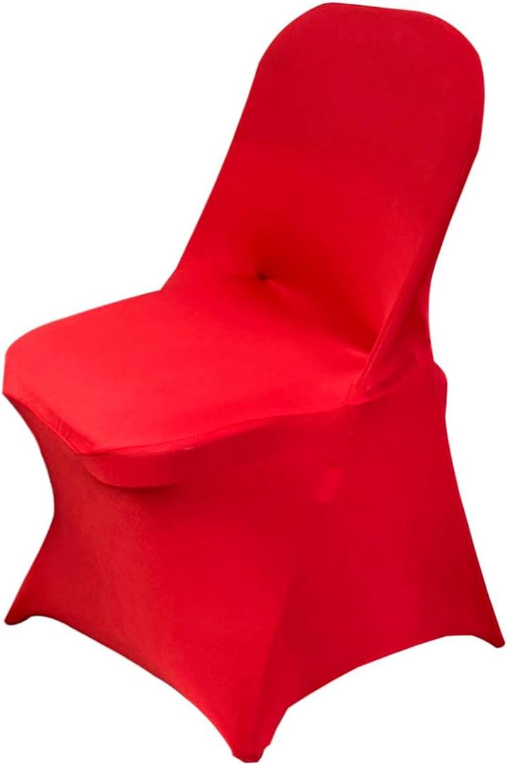 HAINARverS Folding Chair Covers for Wedding, 10pcs Stretch Spandex Washable Fabric Chair Cover, Decoration Chair Cover for Wedding, Party, Banquet, Birthday, Conference, Event(Red, 10 PCS)