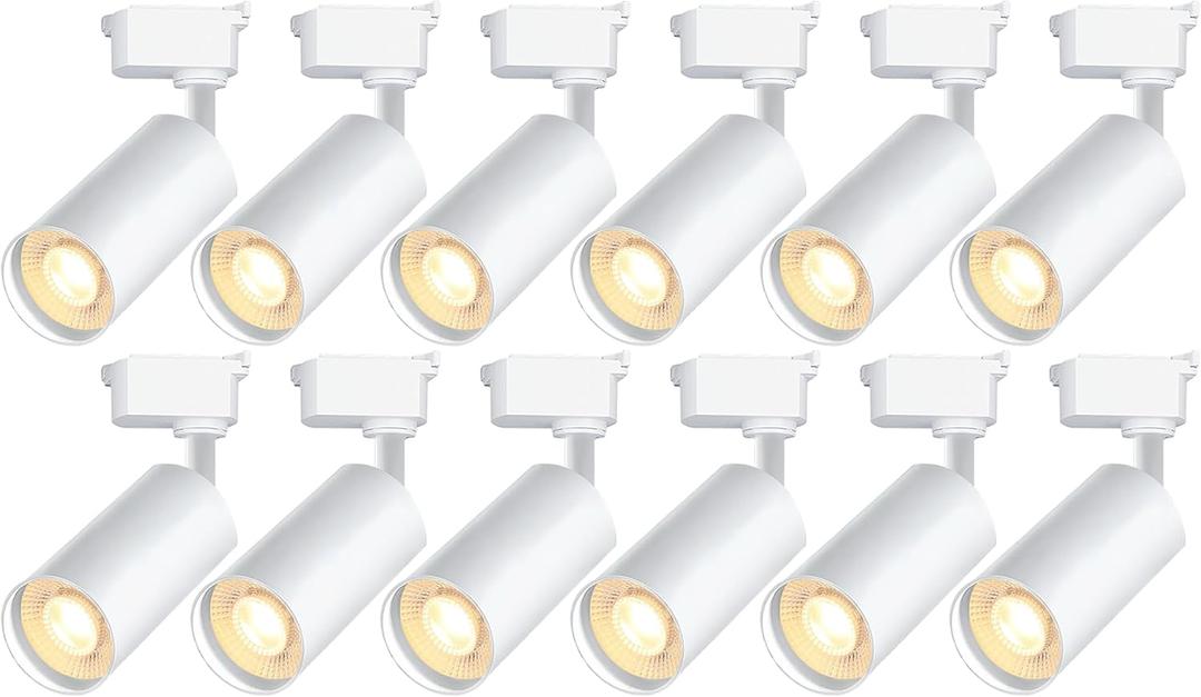 Ultra-Bright H Type White Track Lighting Heads, 12PCS 4000K Natural White 20W 2400lm for Accent Lighting, Dimmable LED Track Lighting Ceiling Spotlight Fixture