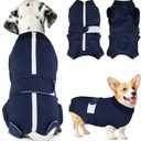 Lukovee Recovery Suit for Dogs, Zipper On Recovery Suit for Female Male Dog, Onesie Abdominal Wounds Cone E-Collar Alternative Prevent Licking Spay Recovery Suit (XL, DBL)