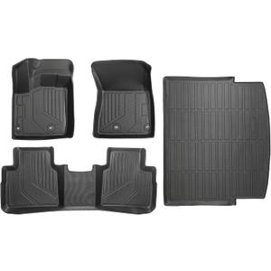 All-Weather Floor Mats for Nissan Rogue 2021-2026, Custom Fit TPE Floor Liners Full Set (1st & 2nd Row + Cargo Mat) | Heavy-Duty Black Car Accessories | Not for Nissan Rogue Sport Accessories