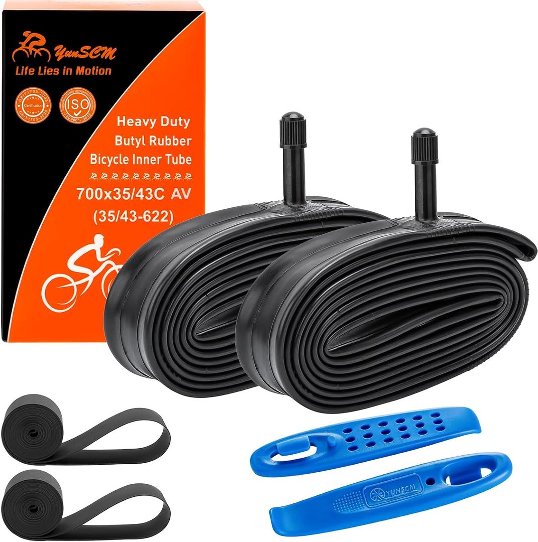 700C Heavy Duty Bike Tubes 700x35C/38C/40C/43C AV Schrader Valve (35/43-622) 700C Bicycle Inner Tubes Compatible with 700 x 35C 700x36C 700x37C 700x38C 700x40C 700x42C 700x43c Bike Tire Tubes 2-PCS