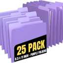 1InTheOffice Purple File Folders, 1/3 Cut Tabs, Letter Size, Violet, 25-Pack