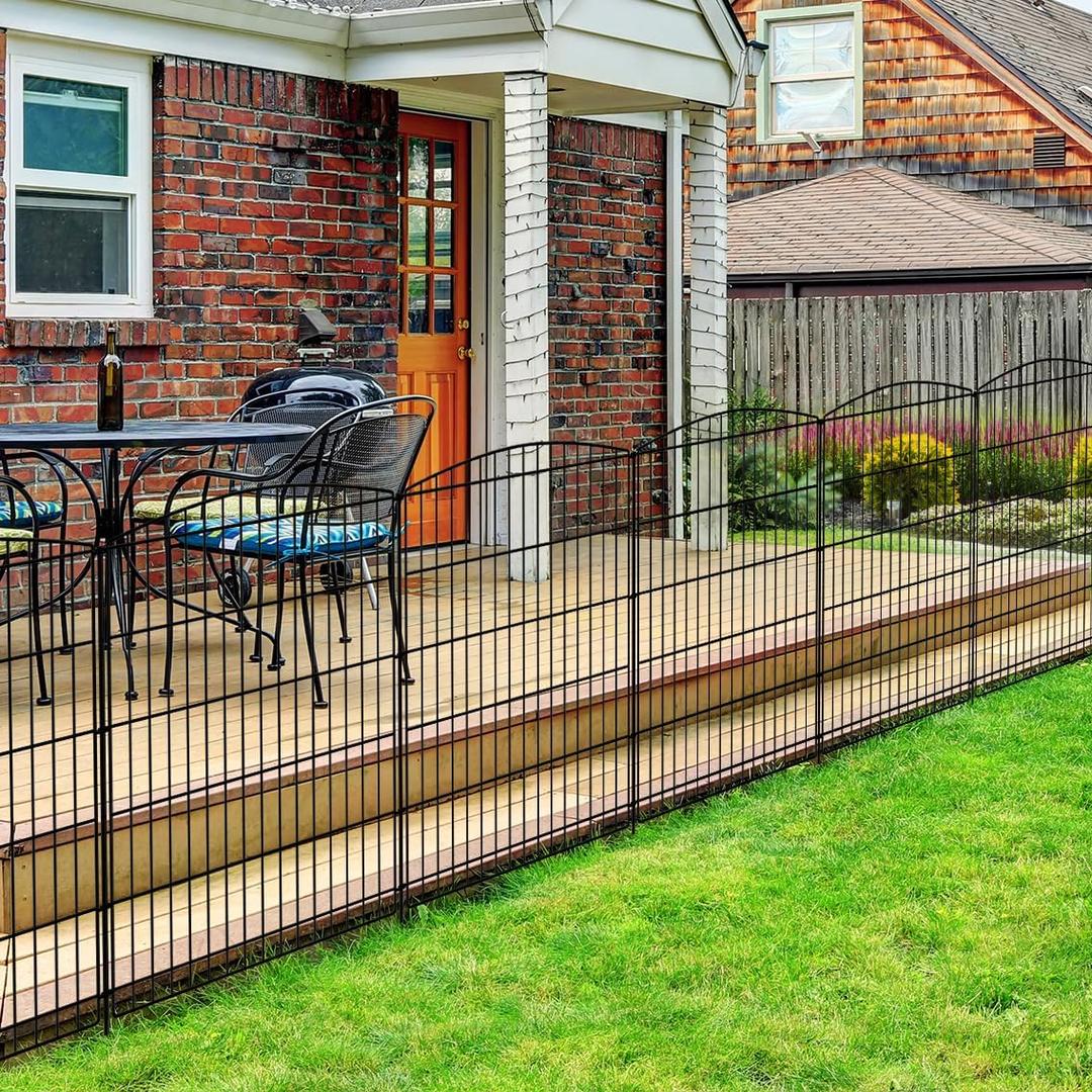 INJOPEXI Decorative Garden Fence 12 Panels 23.6ft (L)36in (H) Garden Fences with 12 Panels Rustproof Wire No Dig Rabbit Animal Barrier Fencing Rabbit Dog Fence for Yard Patio Outdoor - Without Gate