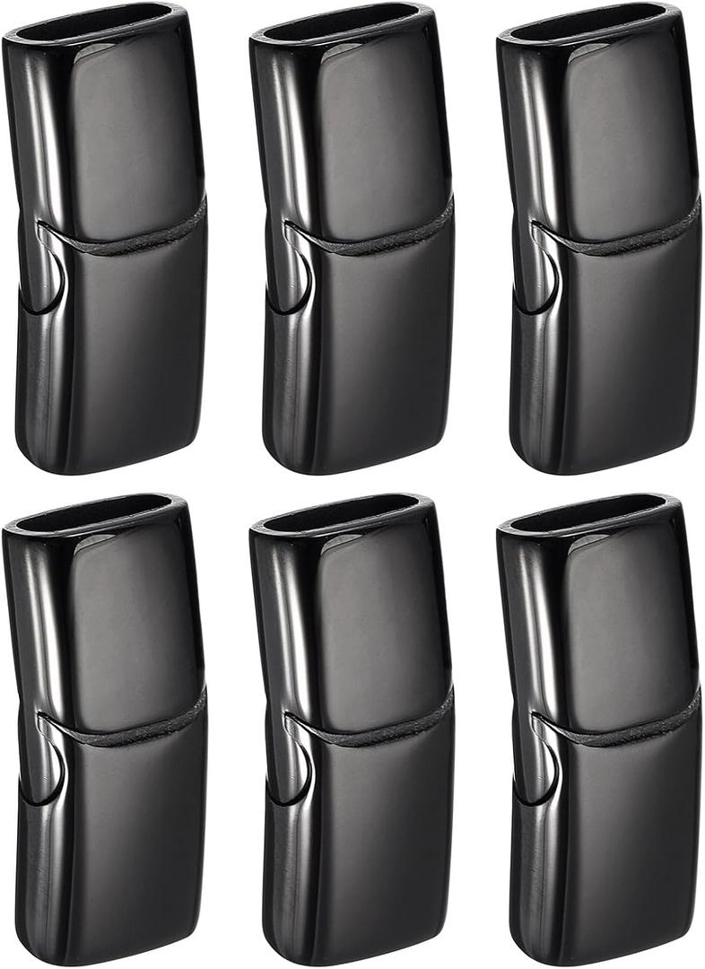 uxcell 6Pcs 8mmx4mm Flat Leather Clasps, Jewelry Bracelet Clasps Flat Closure End Caps for Jewelry Bracelet Craft Making Supplies DIY, Black