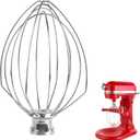 6 Wire Whisk Attachments Compatible with KitchenAid 5Plus-6Quart Mixer, Bowl Lift Stand Mixer Accessories, 6-Quart Stainless Steel Whisk, Egg Cream, Cake Mayonnaise, For Multiple Models