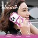 Adaivia Phone Case, Suitable for iPhone 16Plus, Simple Frameless Design, with Magnetic Phone Stand Metal Shell ((Megalith) Hot Pink)