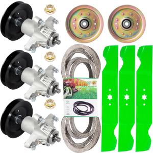Lawn Mower Deck Rebuild Kit for Cub Cad et MT D White Troy Bi lt GT1554 GT-954 Big Red GT54 54 inch Deck Include (3) Spindle 618-04608A (2) Idler 756-04129 (3) Blade 742-0677 (1) Be lt 754-0642