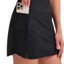 KPSUN Women's Swim Skirt with Pockets Tummy Control Bathing Suit Bottoms High Waisted Stretchy Athletic Swimsuit Skirts 2025 (Medium, Black)