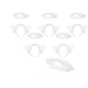 Unittype 12 Pcs White Feather Elastic Angel Headbands for Adults Christmas Mardi Gras Party