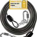 Petbobi Heavy-Duty Dog Tie-Out Cable - 40FT Extra Strong Wire Cable for Large Pets Up to 300Lbs, Rust Proof Dogs Leash with Carabiners and 360 Swivel, Pet Leads for Yard Camping Outside, Black