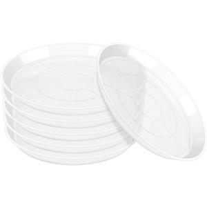 OUPSAUI 3 4 6 8 10 12 14 16 Inch Plant Saucer Pot Tray, 6 Pack Clear Plant Saucers for Indoors and Outdoors, Large Plastic Dish Suacer Water Drip Tray for Potted Plants Flowers (4 Inches)