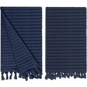 GILDEN TREE Decorative Waffle Hand Towels for Bathroom, 20x35 Large, Quick Drying Fingertip Towel, 2 Pack, Modern Style (Midnight Blue) GILDEN TREE Decorative Waffle Hand Towels for Bathroom, 20x35 Large, Quick Drying Fingertip Towel, 2 Pack, Modern Style (Midnight Blue)