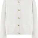 LILLUSORY Women Cardigan Sweaters Fall Outfit Clothes Fashion Cropped Jackets Trendy 2026 Casual Long Sleeve Tops, White Medium