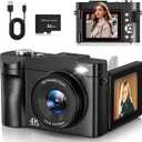 4K Digital Camera 50MP Autofocus Vlogging Camera for YouTube with 2.8" 180 Flip Screen, 16X Digital Zoom Camera with 32GB Card for Beginner Boys Girls