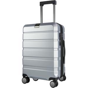 KROSER Hardside Expandable Carry On Luggage with Spinner Wheels & Built-in TSA Lock, Durable Suitcase Rolling Luggage with USB Port, Carry-On 20-Inch, Silver Grey, 93 liters