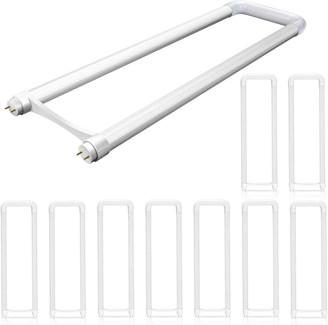 10 Pack T8 T10 T12 U-Bend Light Fixture,LED U Shaped Bulbs,18W(40W Equivalent),2200LM Super Bright,5000K Daylight,Dual-End Powered,Ballast Bypass,2FT LED U Bent Light Bulb for Office,School