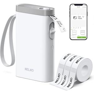 Nelko Label Maker Machine with Tape, P21 Bluetooth Label Printer with 3 Tapes, Wireless Mini Label Makers with Multiple Templates Icon Font Custom for School Office Home, White