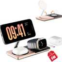 3 in 1 Wireless Charging Station for Apple Devices with MagSafe | For iPhone 17/Air/16/15/14/13/12, AirPods & Apple Watch, Foldable Portable Aluminum Charging Stand, Adapter Included  Golden