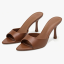 High Heel Mules for Women Slip On Open Pointed Toe Classy Patent Leather Stiletto Pumps Formal Slingback Mule Sandals Dress Walking Shoes