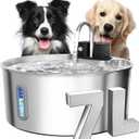 Dog Water Fountain Stainless Steel: 7L/236oz Cordless Large Dog Water Bowl Dispenser Automatic Cat Pet Water Fountain Indoor with Deeper Drinking Area, Multi-Pet Water Fountain with Ultra-Quiet Pump
