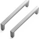 Ravinte 30 Pack Solid 5 Inch Center to Center Slim Square Bar Drawer Handles Cabinet Hardware - Satin Nickel Kitchen Pulls