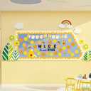 TAKEALOOKO 75 Pcs Bee Bulletin Board Decorations - Welcome to Our Hive Themed Paper Cutouts DIY Name Tags, Beehive Sunflower Cutout for Classroom Bulletin Board, Summer Back to School Wall Decor (Yellow)