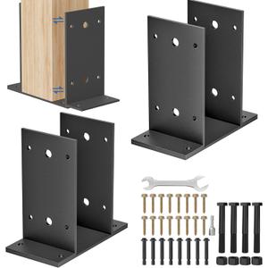 4x4 Post Base 2 Pcs,Heavy Duty Detachable Post Bracket with Adjustable Inner Size (3.6" x 3.3"-4.3"), Rust-Proof Powder-Coated Thick Post Anchor for Deck Railing, Fences, Mailboxes, Pavilions (Black) 4x4 Post Base 2 Pcs,Heavy Duty Detachable Post Bracket with Adjustable Inner Size (3.6" x 3.3"-4.3"), Rust-Proof Powder-Coated Thick Post Anchor for Deck Railing, Fences, Mailboxes, Pavilions (Black)