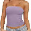 REORIA Women's Y2K Strapless Backless Tube Top Double Lined Sleeveless Crop Tank Top for Summer 2025 Going Out, XS