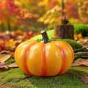 Solar Pumpkin Lights Garden Statues Outdoor Pumpkin Fall Decor Thanksgiving Halloween Decorations for Porch Terrace Yard Lawn Patio,2 Pack Small Pumpkin