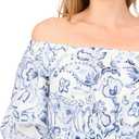 Vince Camuto Women's Off the Shoulder Puff Sleeve Smocked Waist Midi Dress (Blue, M)