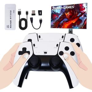 Retro Gaming Console Stick  Plug & Play Video Game System with 23 Built-in Emulators, 20,000+ Retro Games, 4K HDMI Output, Dual 2.4GHz Wireless Controllers, Classic Arcade Experience for TV-64G