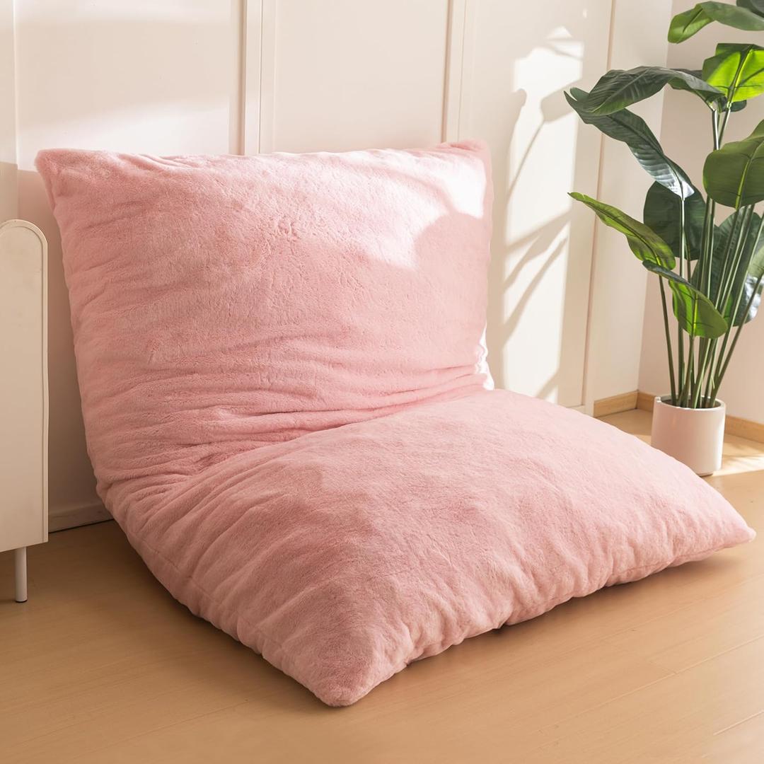 MAXYOYO 3 in 1 Bean Bag Chair, Giant Bean Bag Sofa Bed, Floor Mattress with High-Density Foam Filling and Machine Washable Cover, Bean Bag Chair for Adult (Queen, Pink)