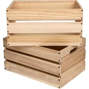 20" L Oversize Wooden Crates For Storage, Wood Milk Crates Of Farmhouse Log Color ,Suitable for DIY,Vinyl Record Storage Crates,Extra Large Size Rustic Decration Wood Storage Crates .