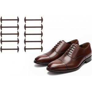 Elastic No Tie Dress Shoe Laces for Men Silicone Anchor-Type Laces, Black & Brown